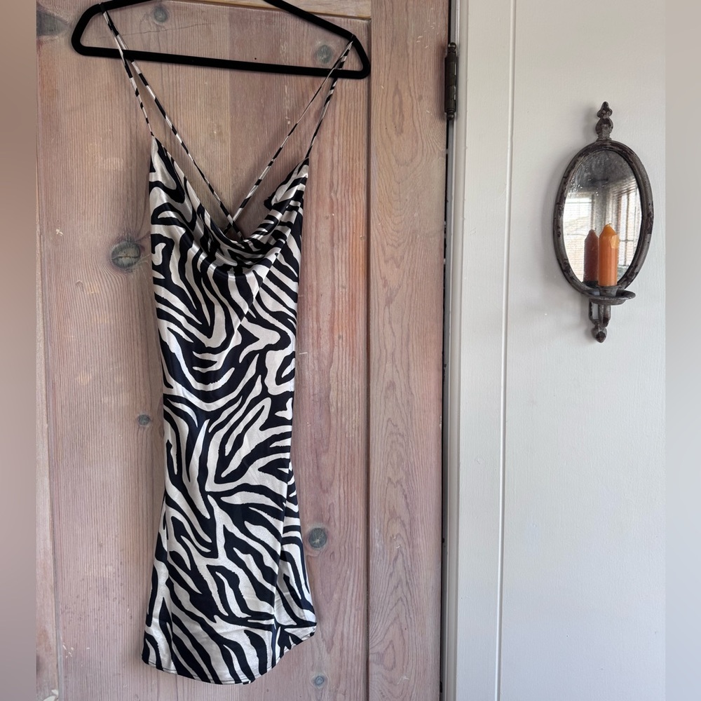 H&M Zebra Print Slip Dress - Black & White